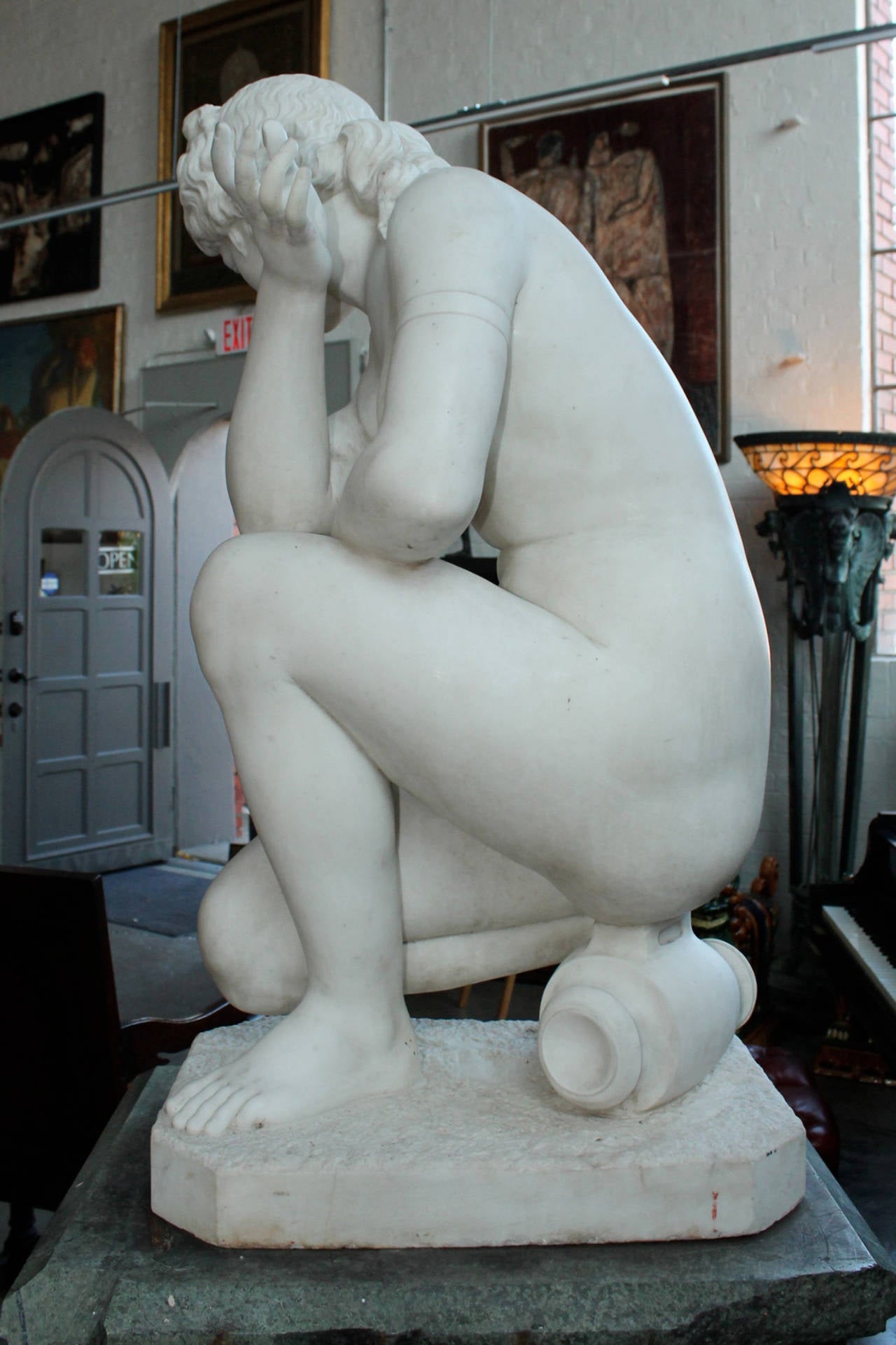 Italian Monumental Full Scale Carved White Marble Figure of the Naked Aphrodite For Sale