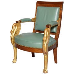 Russian Neoclassical Carved and Gilded Wood Armchair