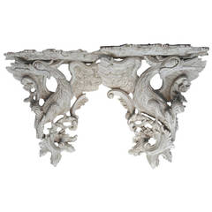 A Pair of Georgian Style Carved and Painted Wall Brackets