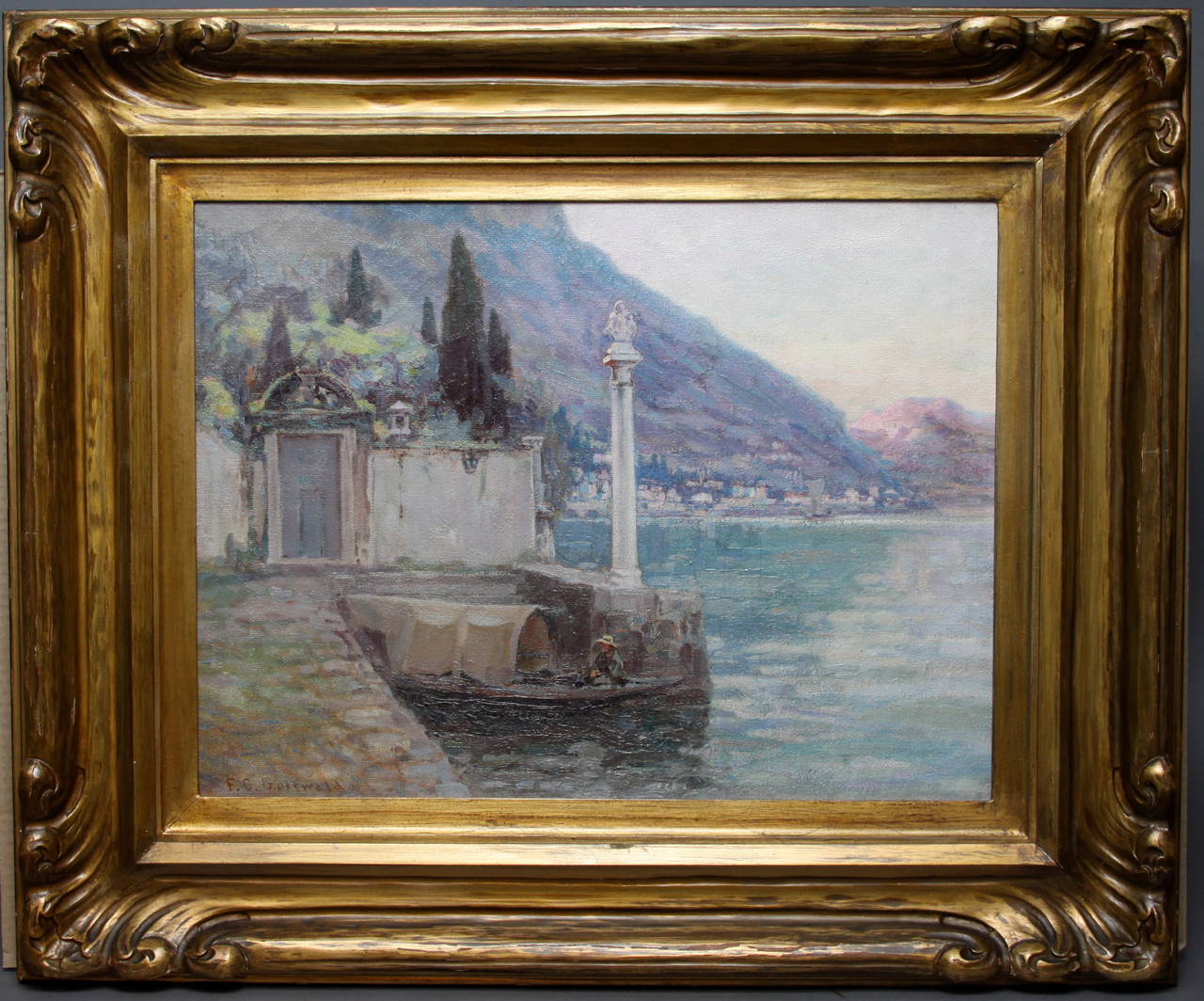 Boat House, Lake Como - Painting by Frederick Carl Gottwald