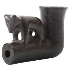 19th Century Cherokee Bear Effigy Carved Pipe Bowl