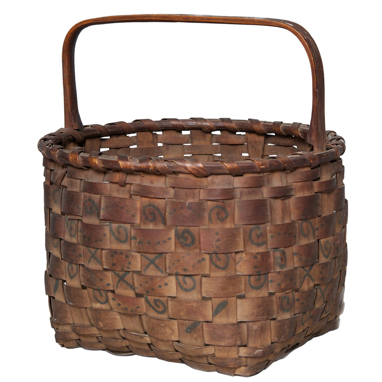 Antique Native American Basket with Handle, 19th Century