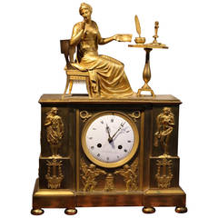 Antique Empire Clock, Representing Joséphine De Beauharnais Attributed to P. P. Thomire