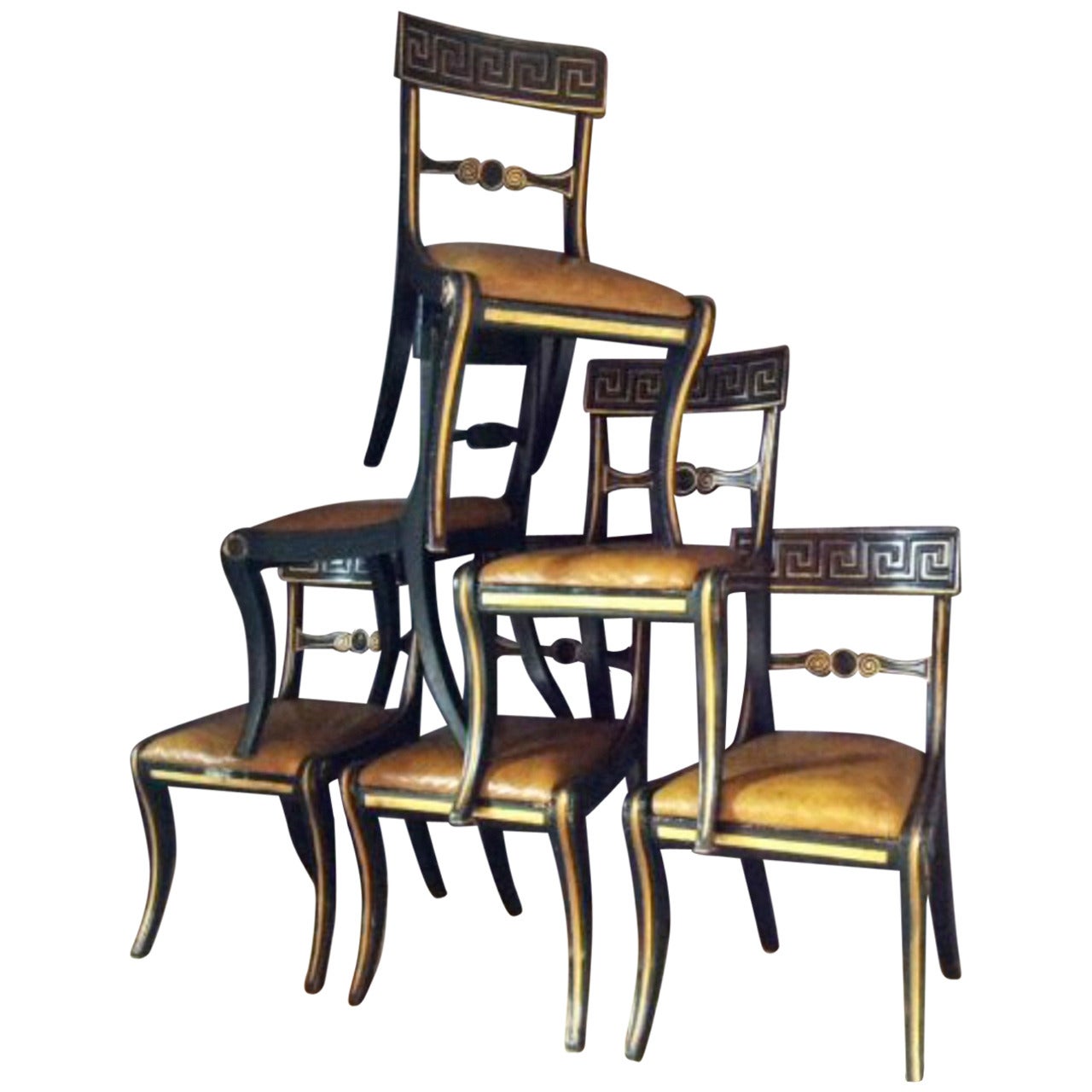 Suite of Six Chairs, Regency Era, 'Klismos, ' 1815-1824 For Sale