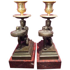 Antique 'Return of Egypt' First Empire Period, Pair of Candlesticks