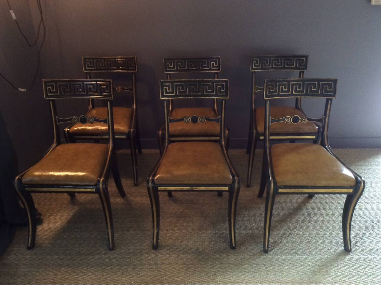 Suite of Six Chairs, Regency Era, 'Klismos, ' 1815-1824 In Good Condition For Sale In Antibes, FR