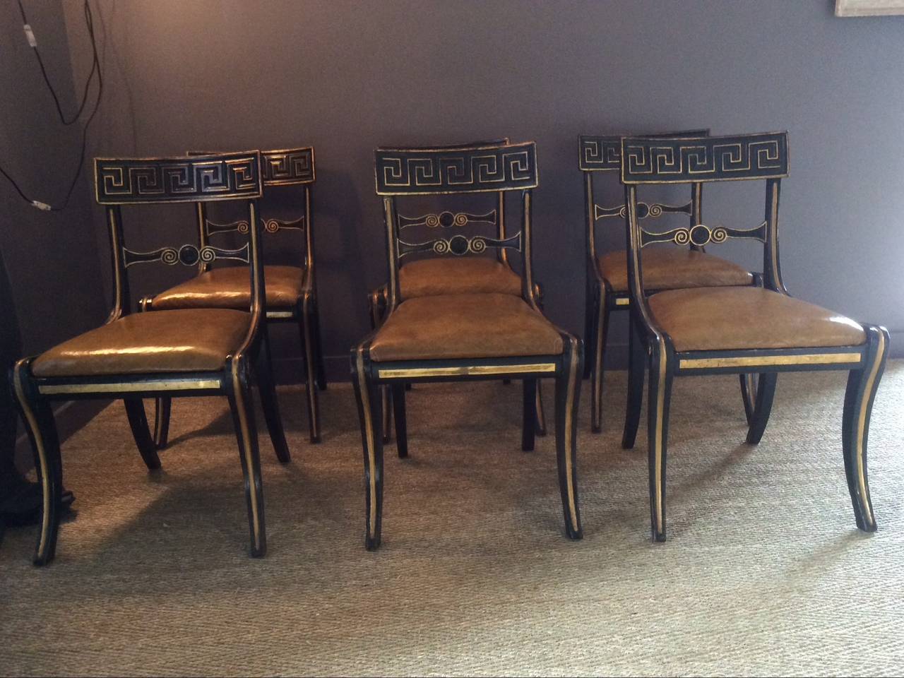 Early 19th Century Suite of Six Chairs, Regency Era, 'Klismos, ' 1815-1824 For Sale
