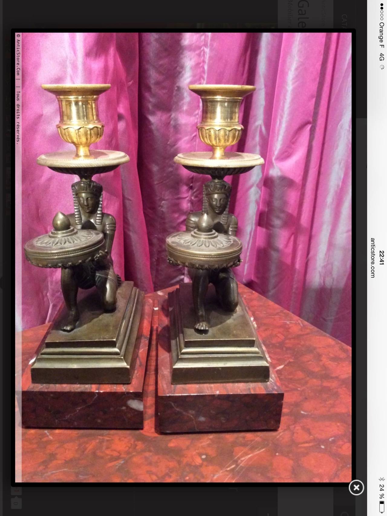 'Return of Egypt' First Empire Period, Pair of Candlesticks