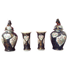 1880s Exceptional Set of Four Porcelain Vases of Bayeux