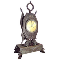 Antique Empire Clock with Warlike Attributes