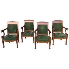 Empire Series of Four Armchairs Attributed to Jacob Freres