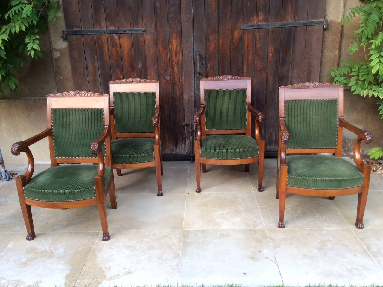 Woodwork Empire Series of Four Armchairs Attributed to Jacob Freres For Sale