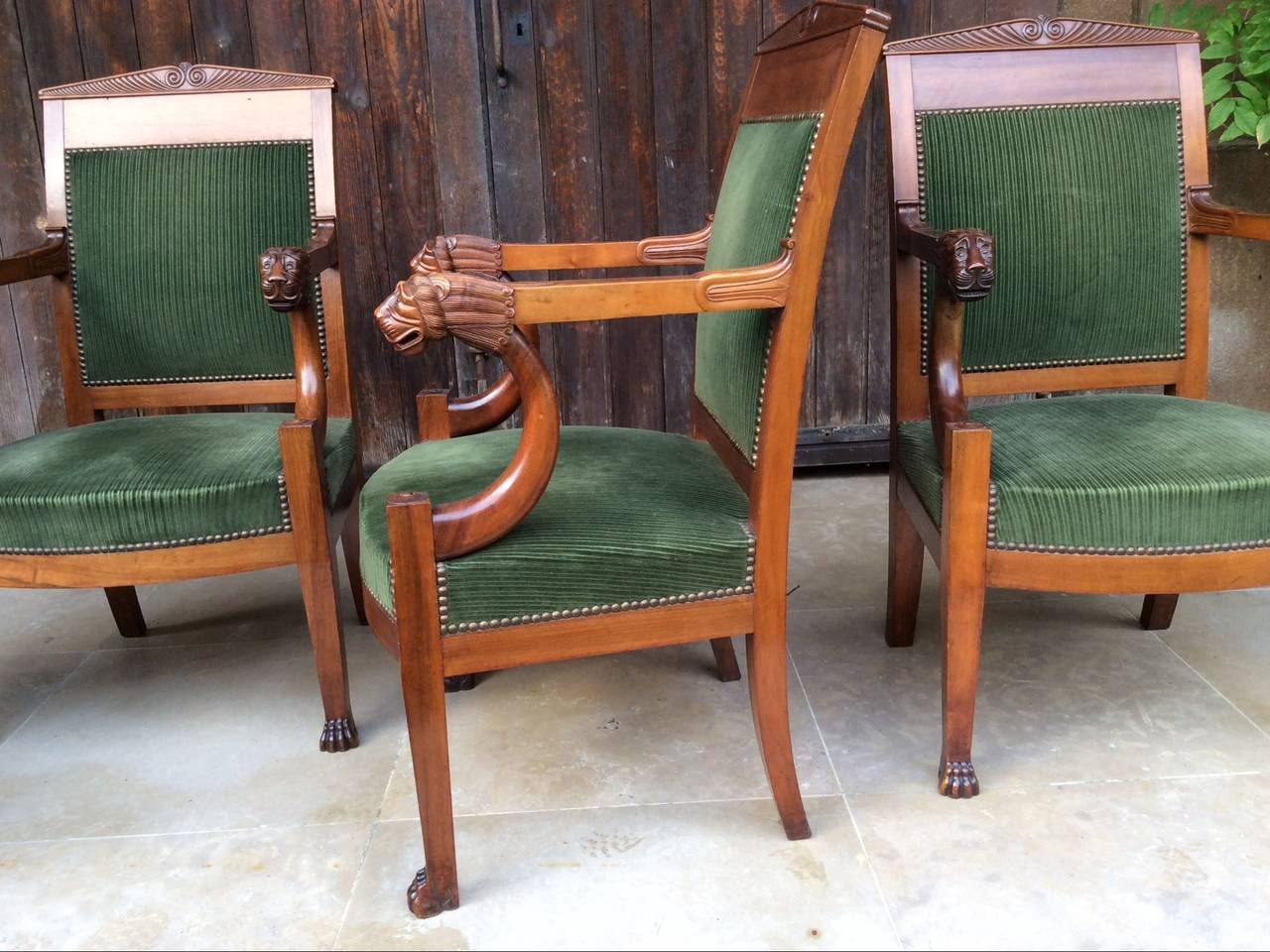 Early 19th Century Empire Series of Four Armchairs Attributed to Jacob Freres For Sale