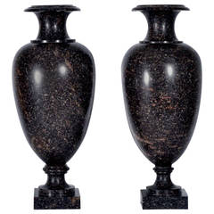 Exceptional Pair of Large 'Etruscan' Vases in Swedish Porphyry