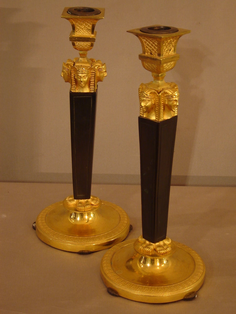 Empire Period Pair of Candle Holders, Russian Work
