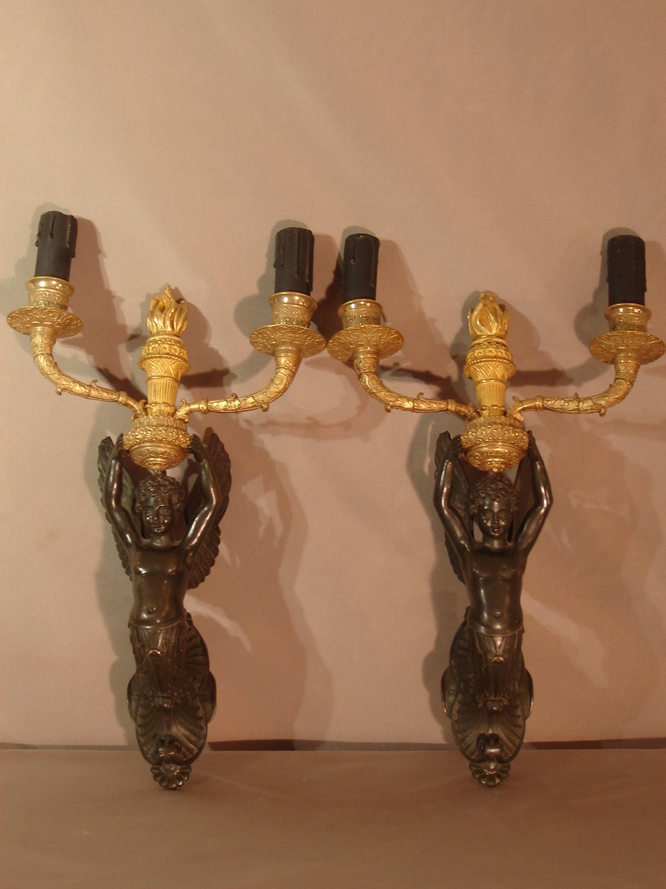 French Pair of Empire Sconces Attributed to Antoine Ravrio