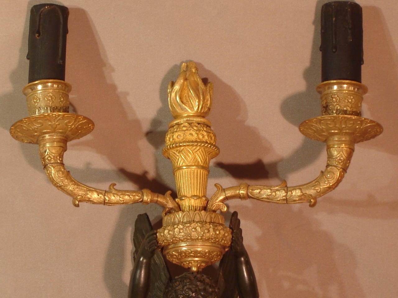 Bronze Pair of Empire Sconces Attributed to Antoine Ravrio