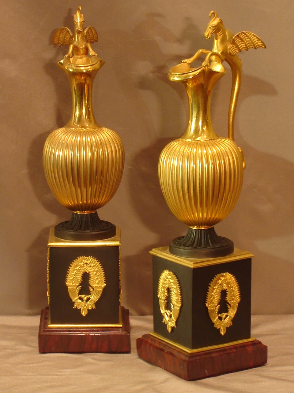 Pair of Empire Bronze Ewers Attributed to Claude Galle