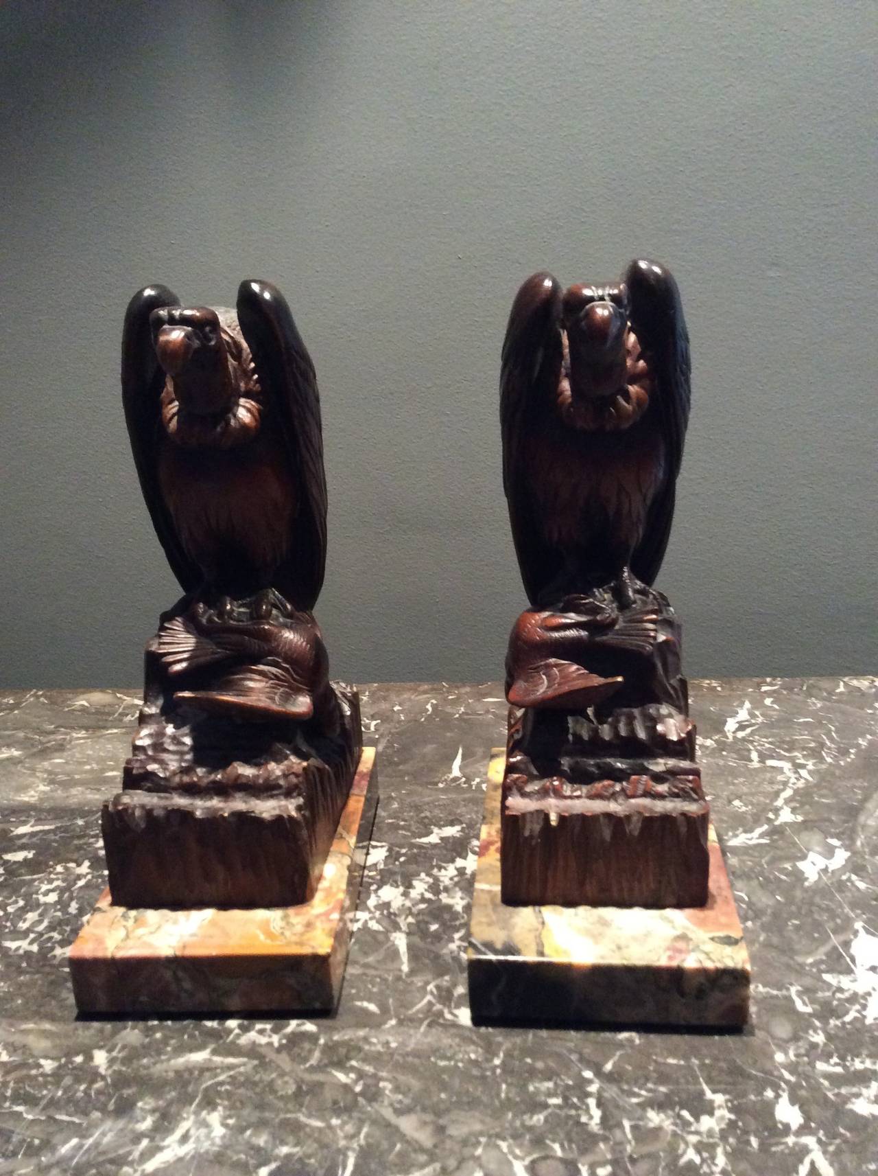 Pair of Hawk Sculptures, 1930, Art Deco Era In Good Condition For Sale In Antibes, FR