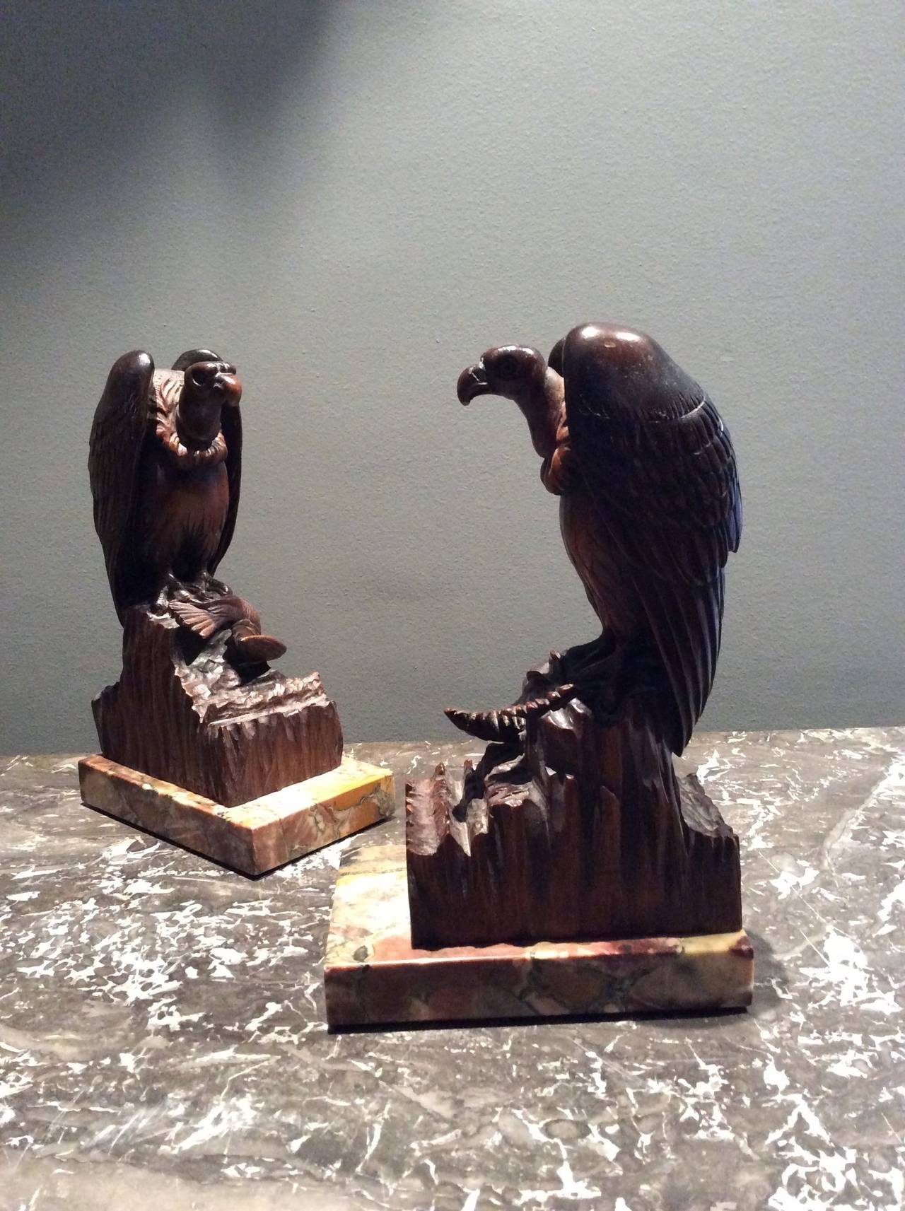 Carved Pair of Hawk Sculptures, 1930, Art Deco Era For Sale