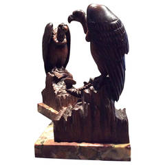 Vintage Pair of Hawk Sculptures, 1930, Art Deco Era