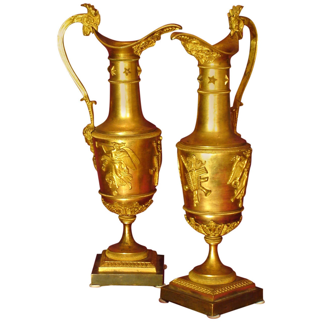 Claude Galle Attributed, Empire Period Pair of Ewers For Sale