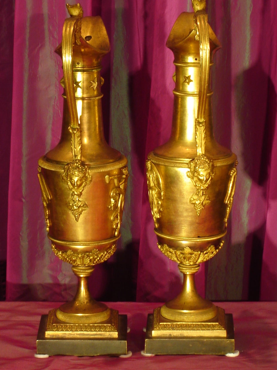 Gilt Claude Galle Attributed, Empire Period Pair of Ewers For Sale