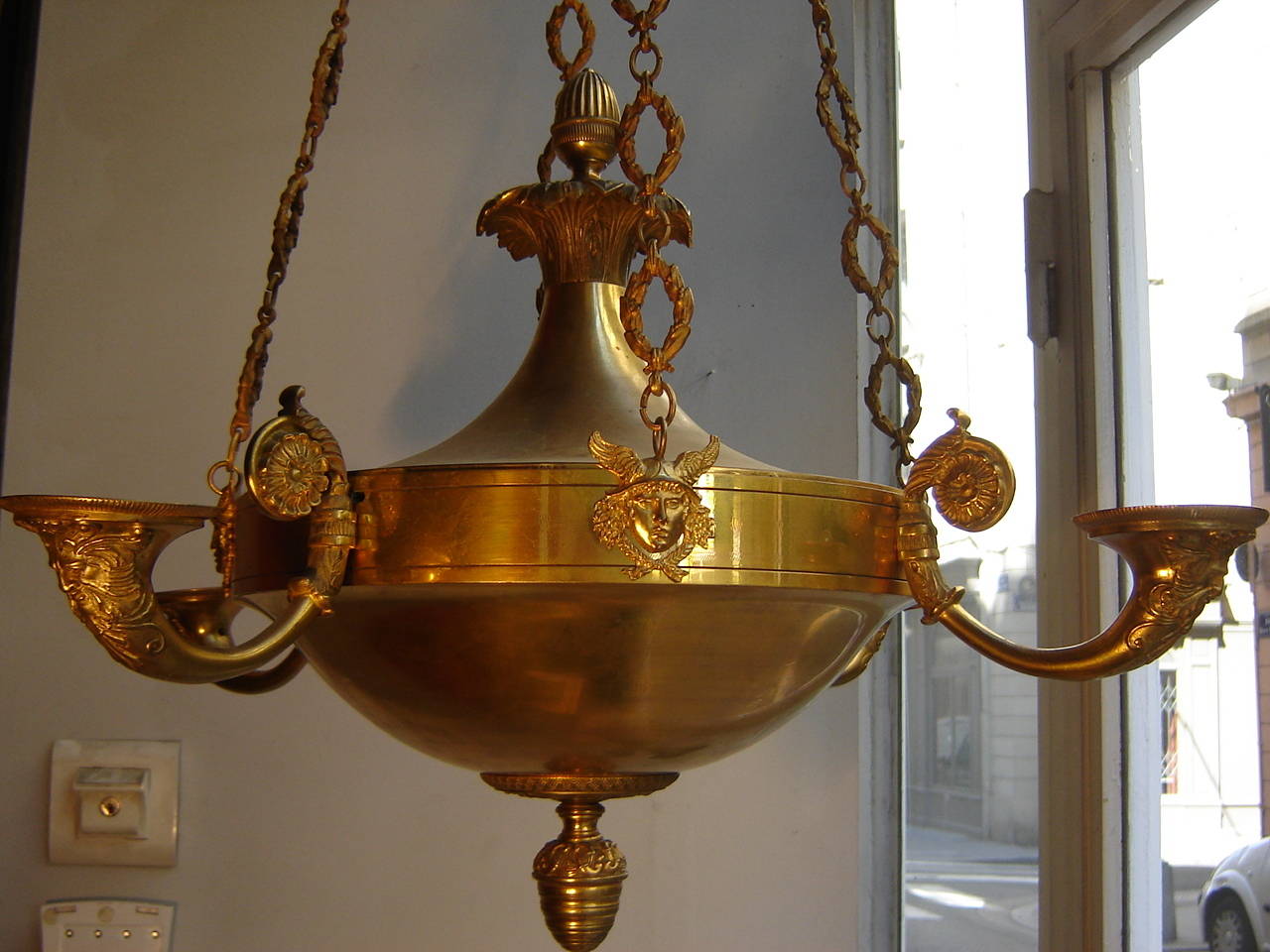 Chiseled and Gilded Bronze Chandelier, Empire Period