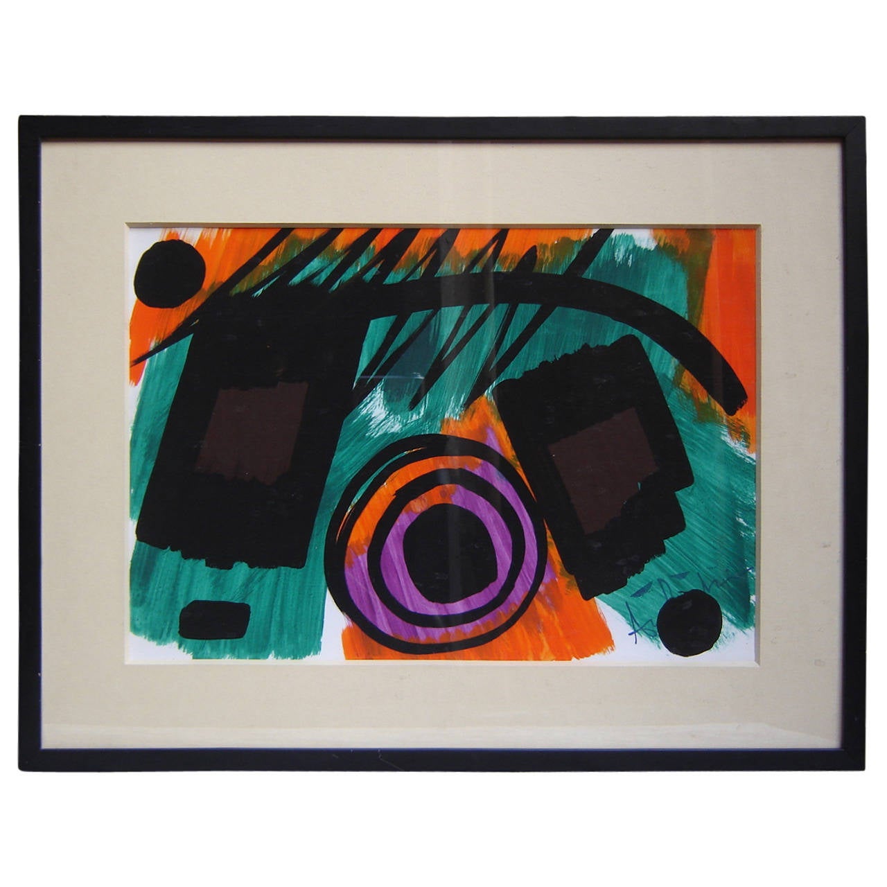 Gouache Composition Painting by Ange Falchi For Sale