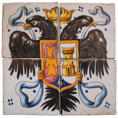 Belgian Coat of Arms on Antique Ceramic Tiles
