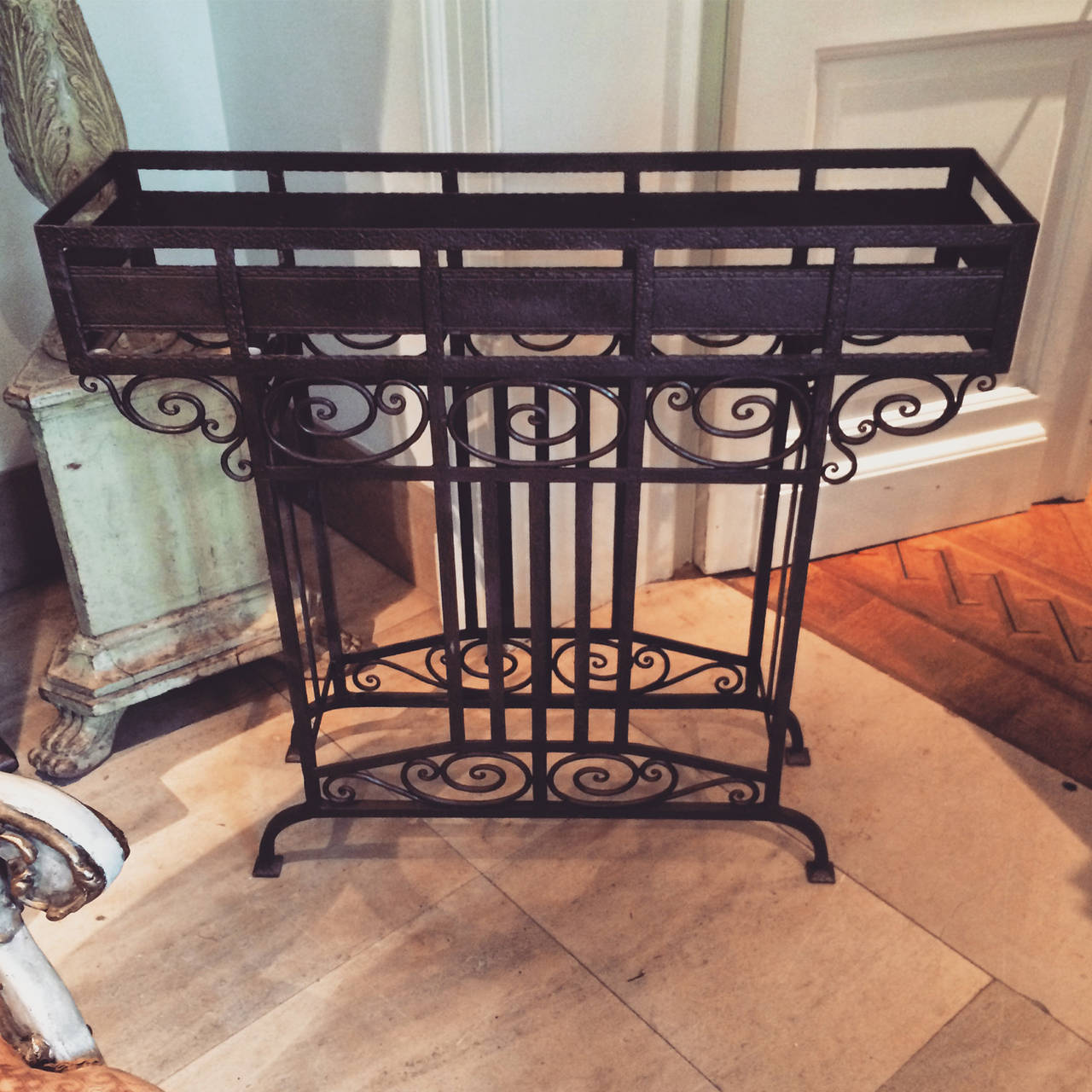 Belgian Hand-Forged Iron Jardiniere For Sale