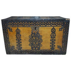 18th Century Iron and Oak Trunk or Coffer