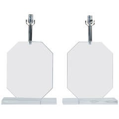 Pair of Modernist Lucite Lamps
