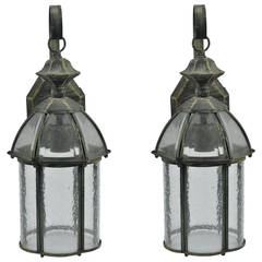 Pair of Seeded Glass Lanterns