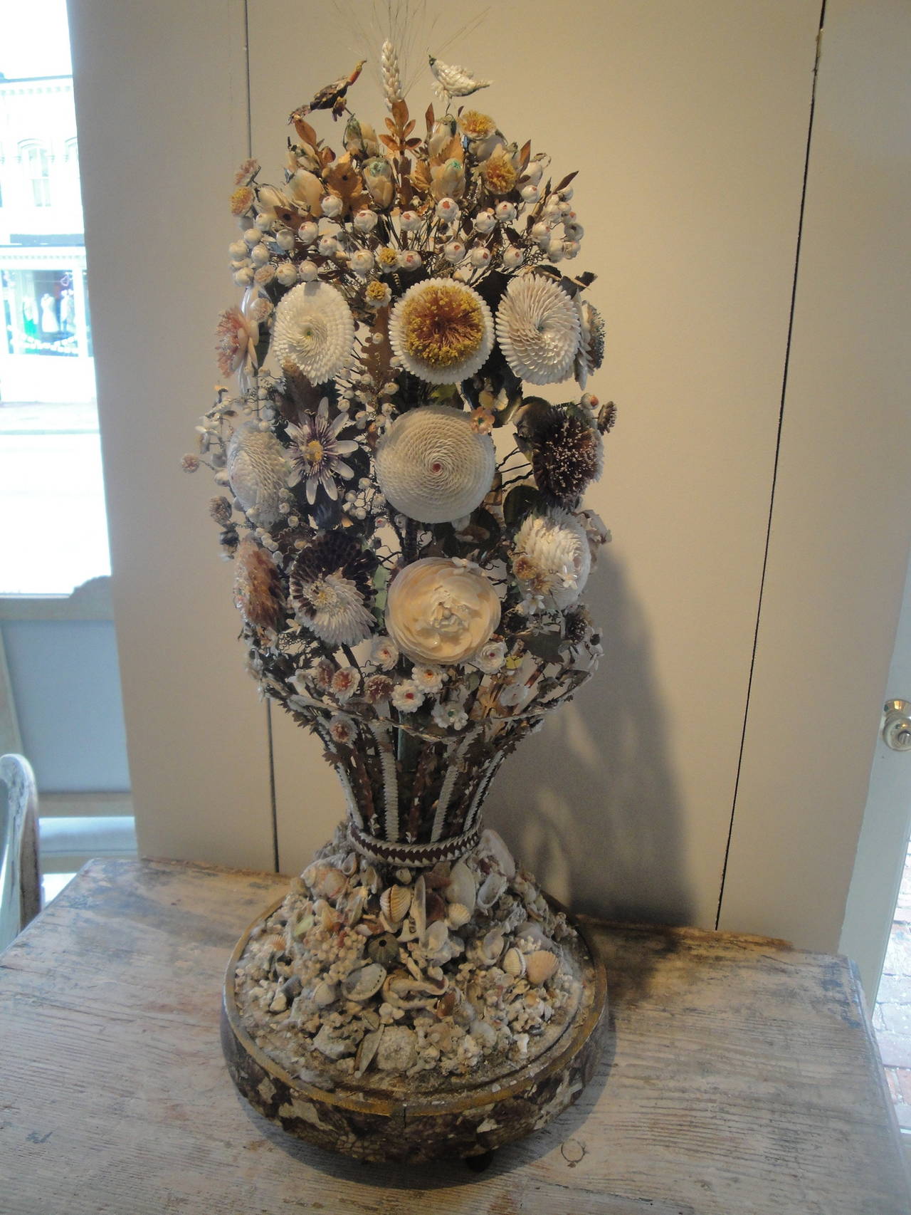 19th Century French Seashell Bouquet of Flowers