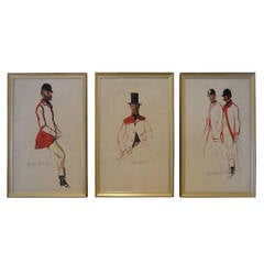 Trio of 19th Century Oil Sketches of Berlin Hunting Association Members