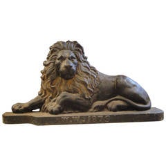 19th Century English Cast Iron Lion Sculpture