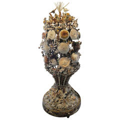 19th Century French Seashell Bouquet of Flowers