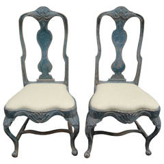 Pair of 18th Century Swedish Painted Side Chairs