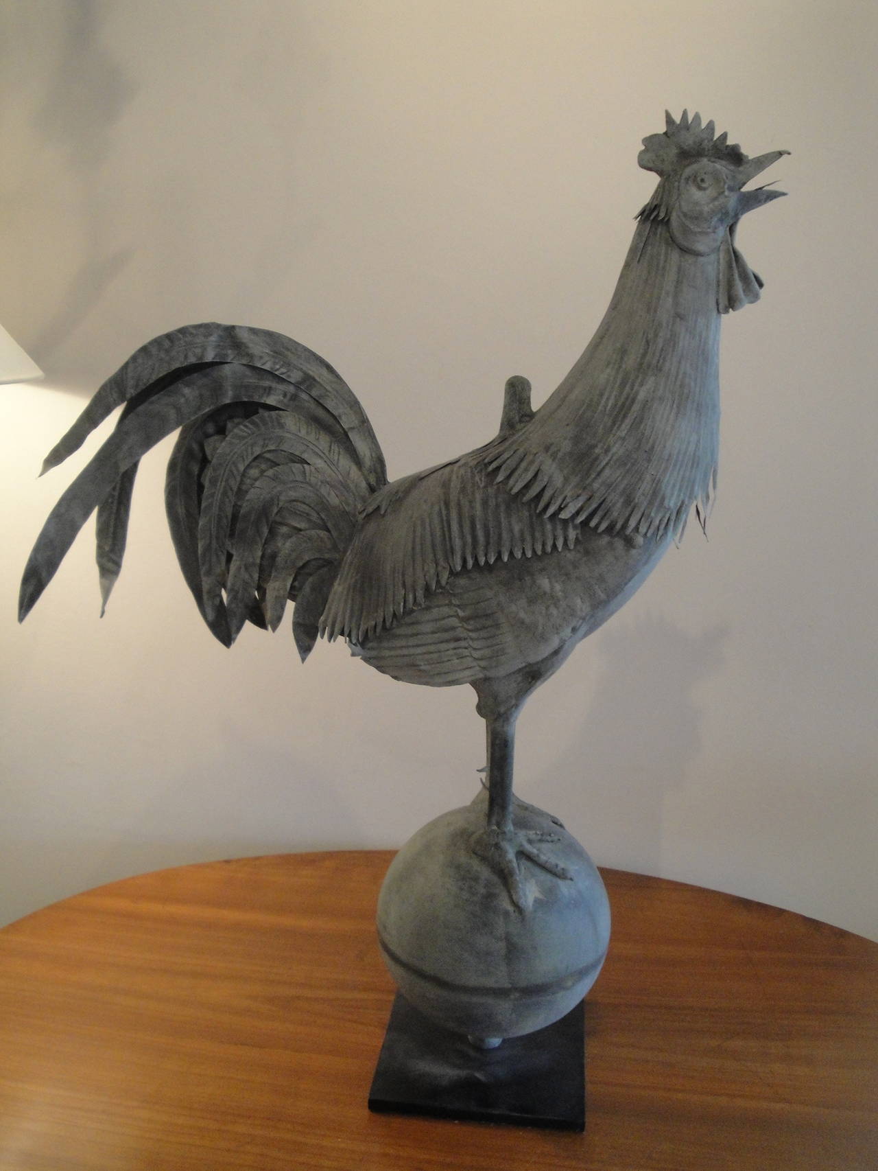 19th century French cock weathervane in zinc with finely cut details.