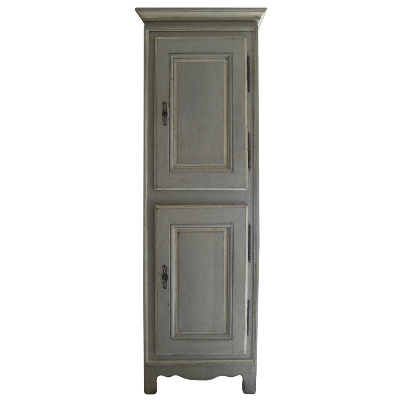18th Century French Painted Tall Chimney Cupboard For Sale