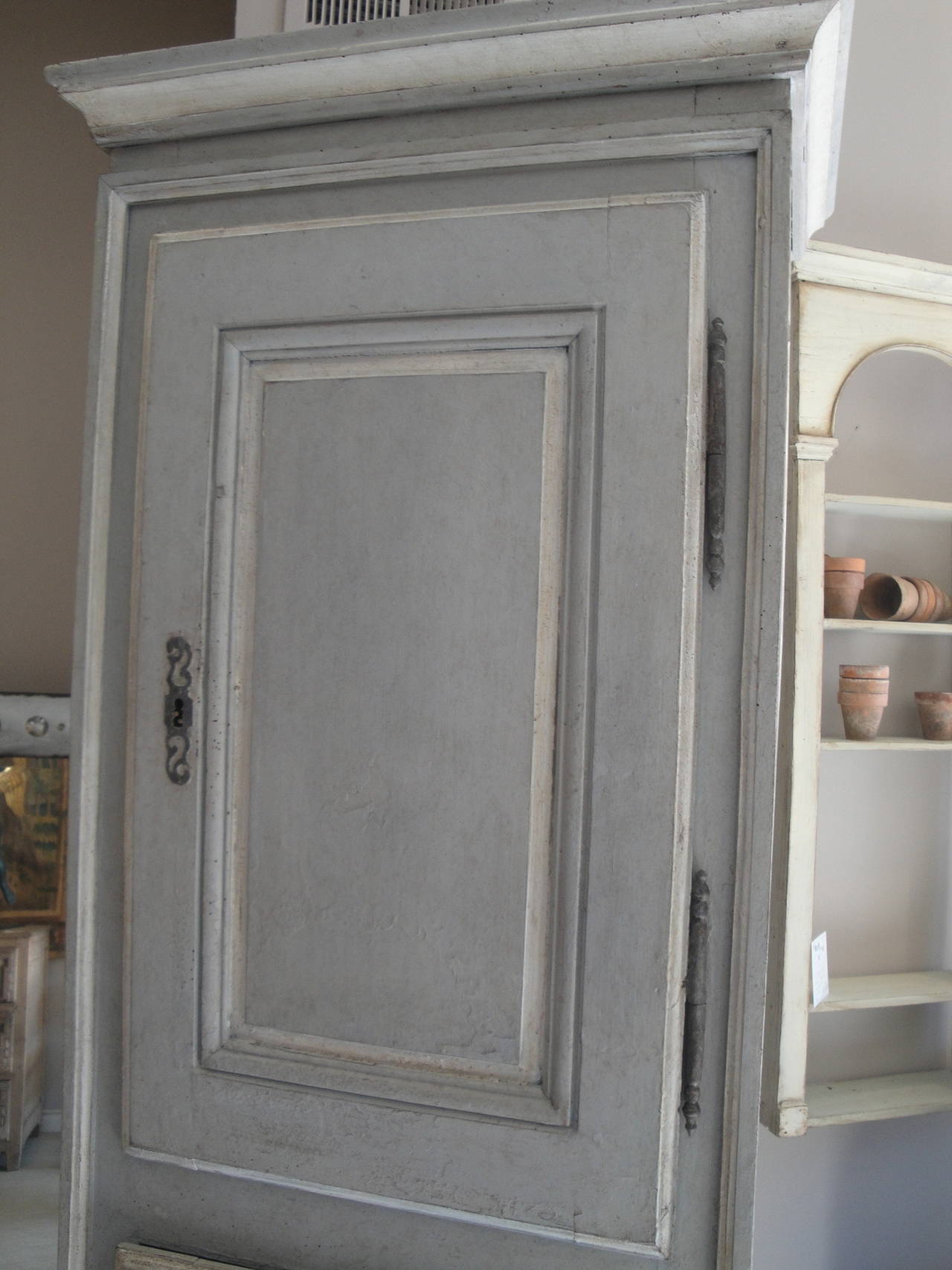 Louis XVI 18th Century French Painted Tall Chimney Cupboard For Sale