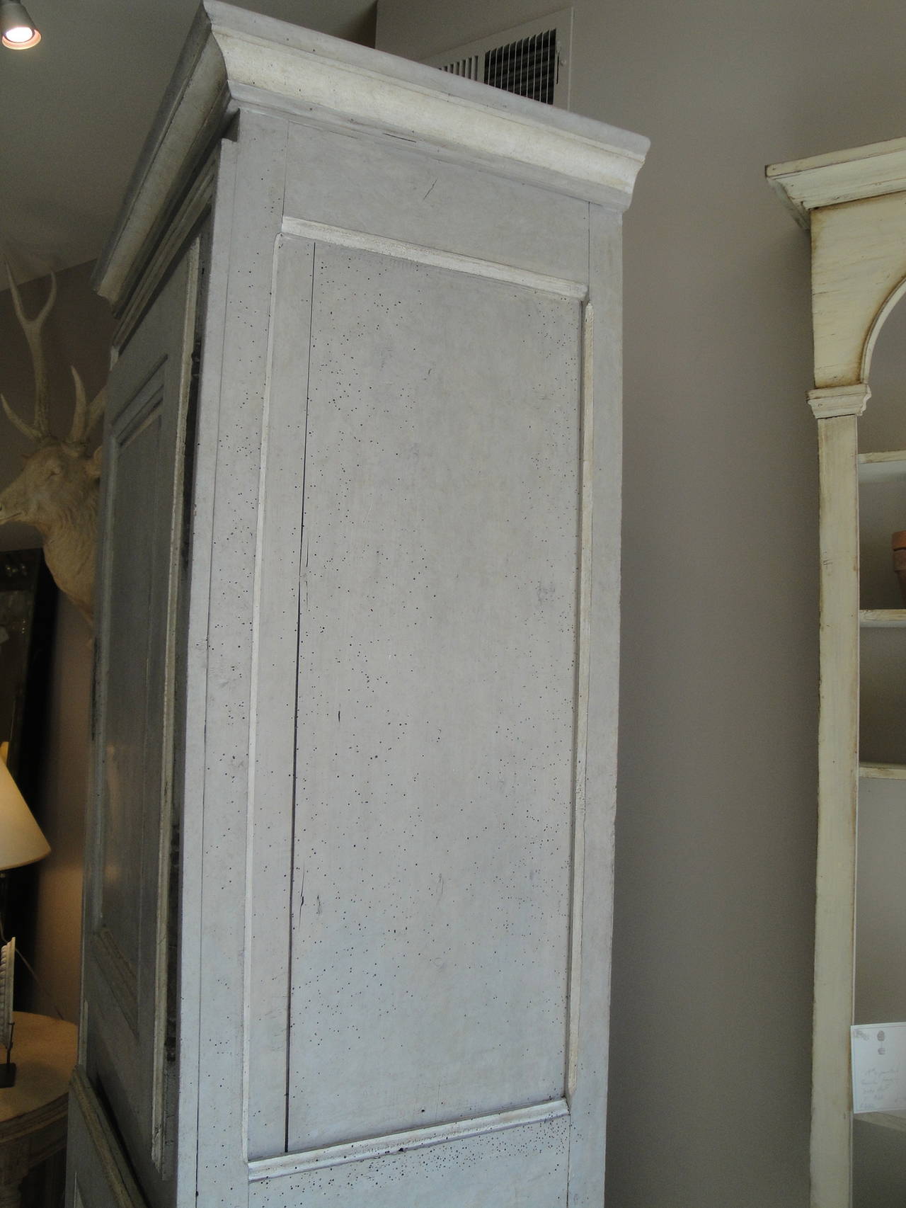 18th Century French Painted Tall Chimney Cupboard For Sale 1