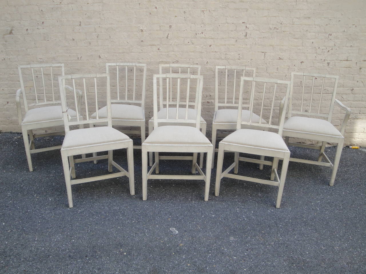 Set of 14 late 19th century Swedish painted dining chairs (we will consider splitting them into a set of six and eight).