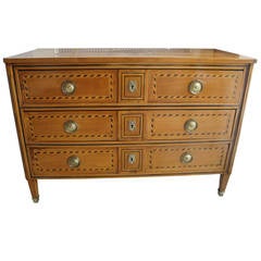 19th Century French Inlaid Cherry Commode