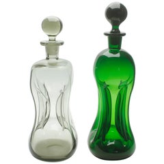 Holmegaard Danish Pair of Jacob E. Bang Kluk Kluk Decanters, 1960s