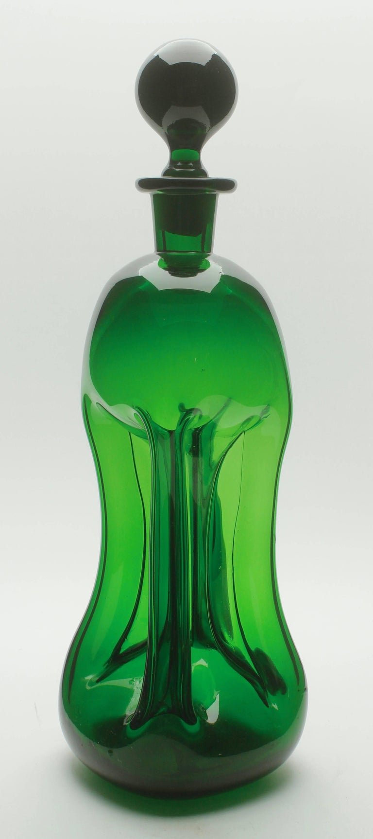 Holmegaard Danish Pair of Jacob E. Bang Kluk Kluk Decanters, 1960s at