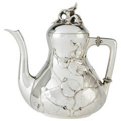 Antique Philippe Wolfers Silver Teapot "Cyclamen, " Art Nouveau, 1899