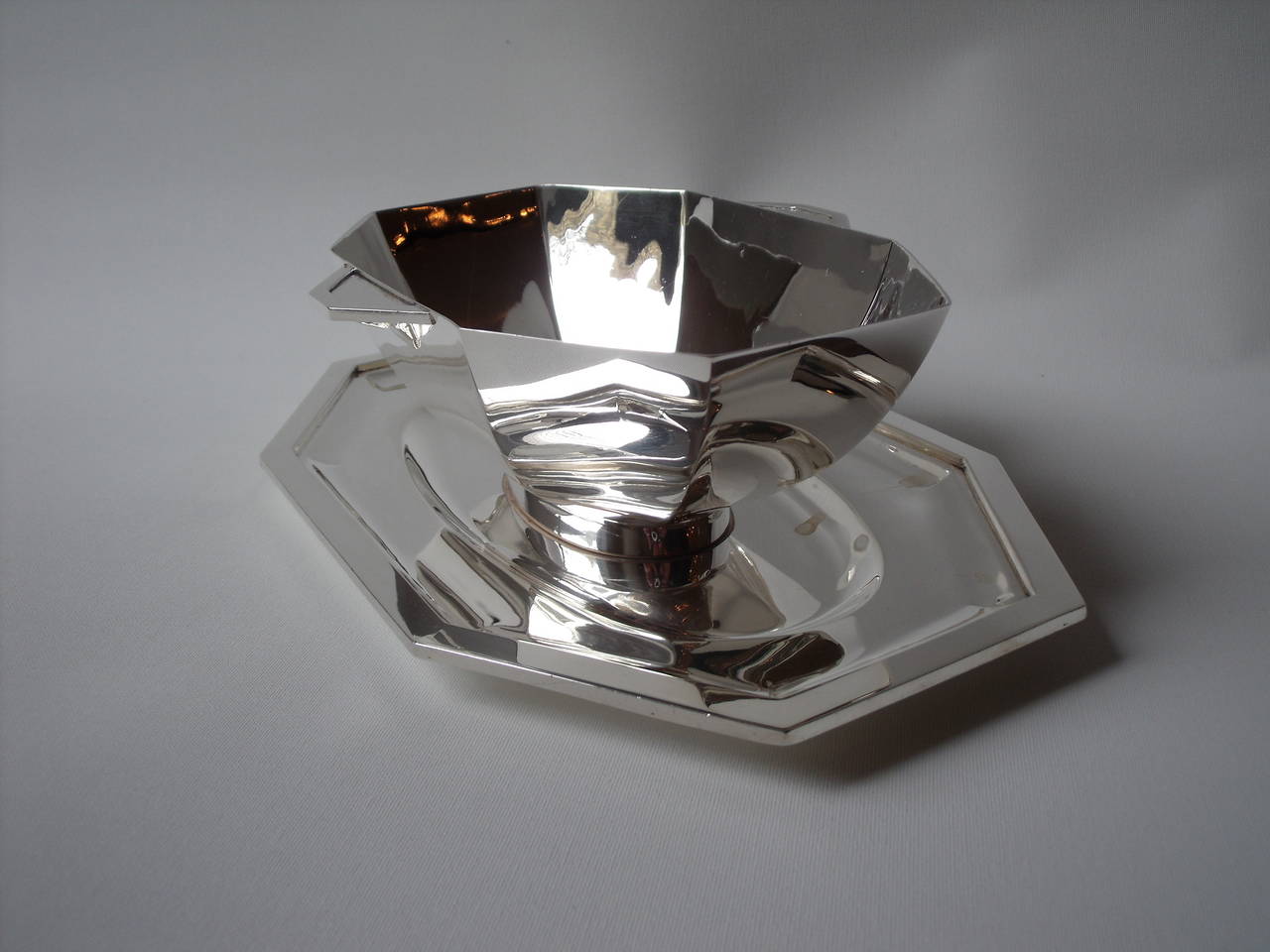 Solid Silver Modernistic Art Deco Serveware Set by de Firm Delheid, Brussels For Sale 1