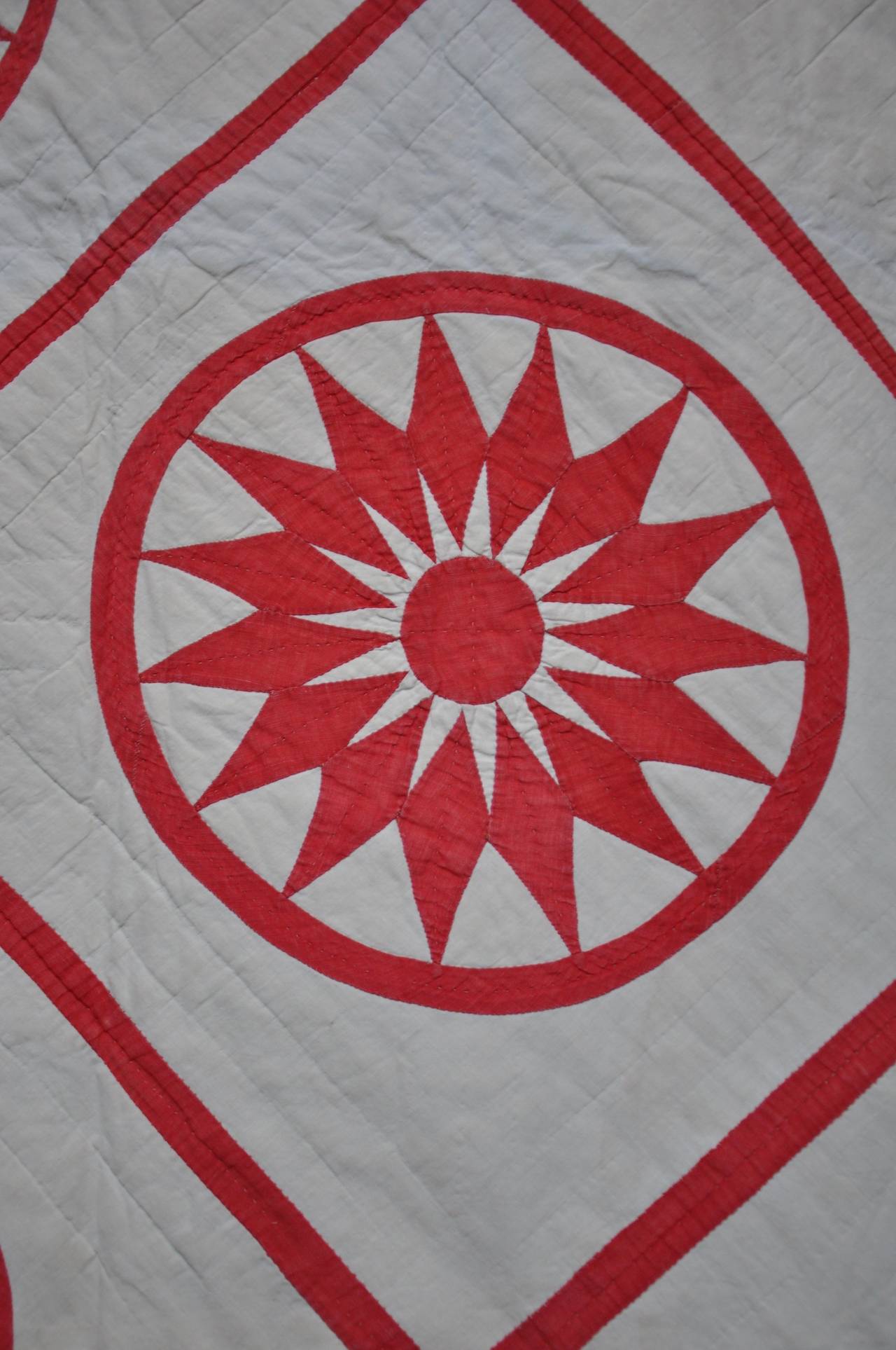Mid-19th Century Mariner Compass Quilt For Sale